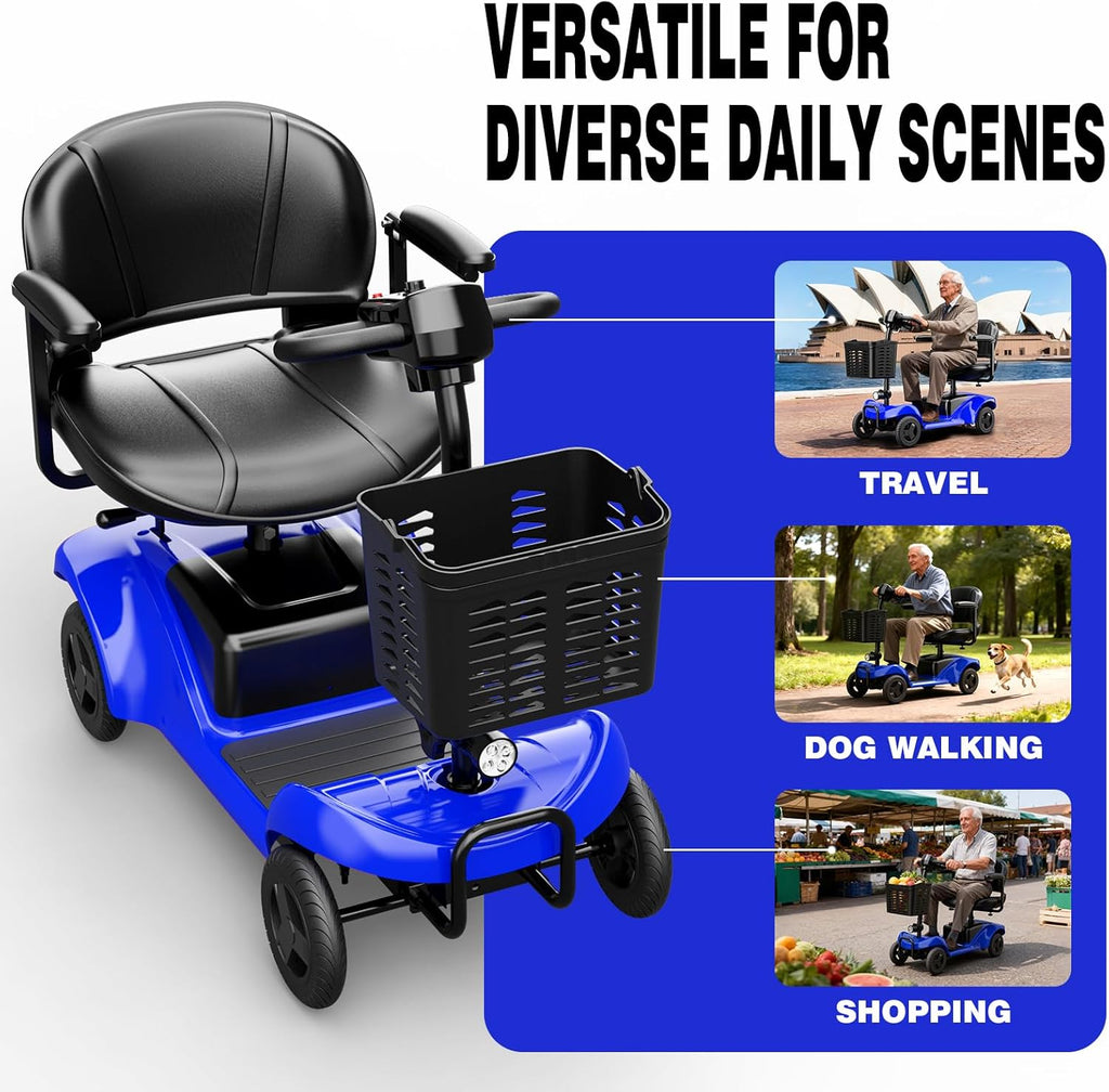 Mobility Scooter for Adults,4 Wheel Mobility Scooter,15 Miles Range,300W Battery