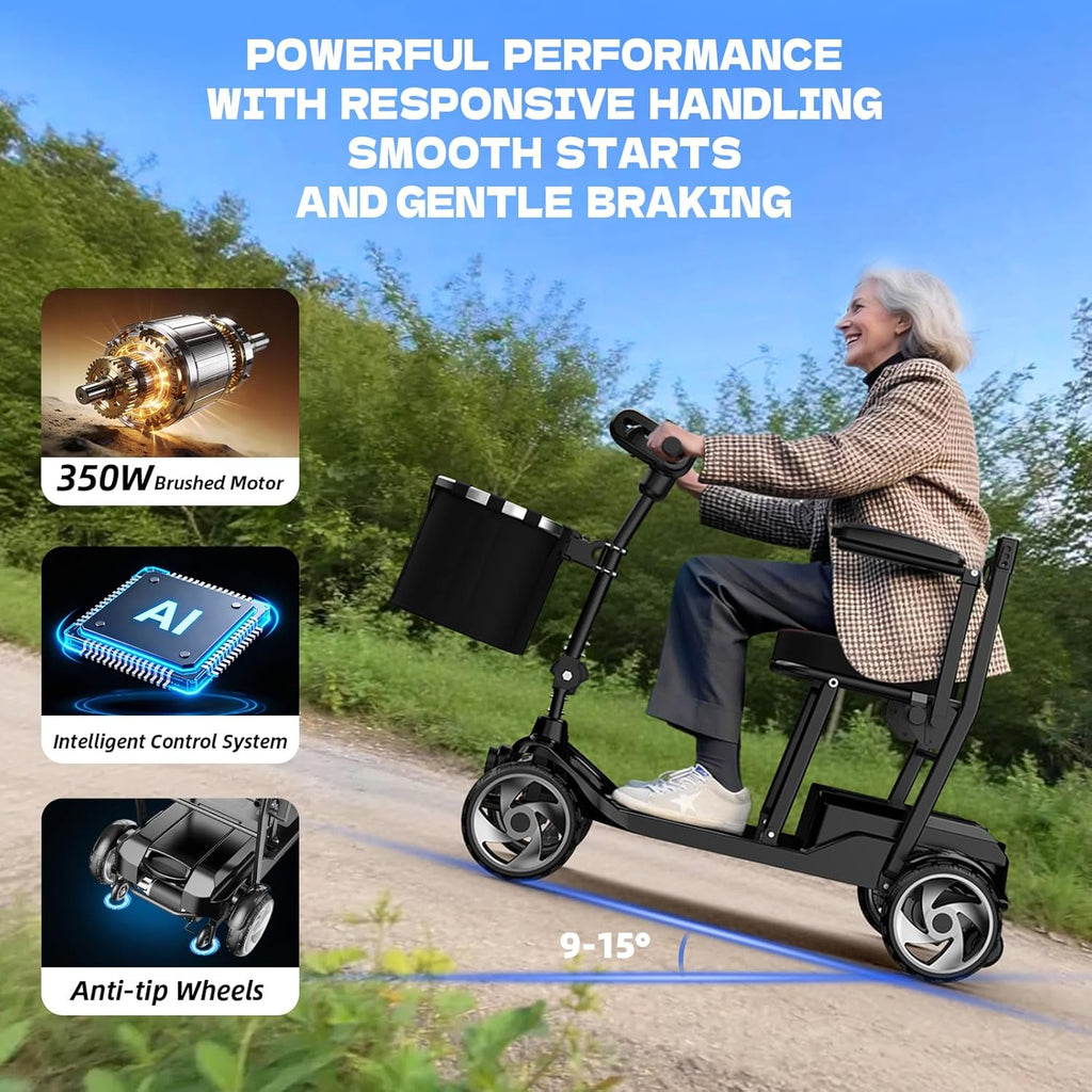 Mobility Scooters for Seniors,49 Lbs Lightweight Mobility Scooter,Upgraded Removable Battery,Black