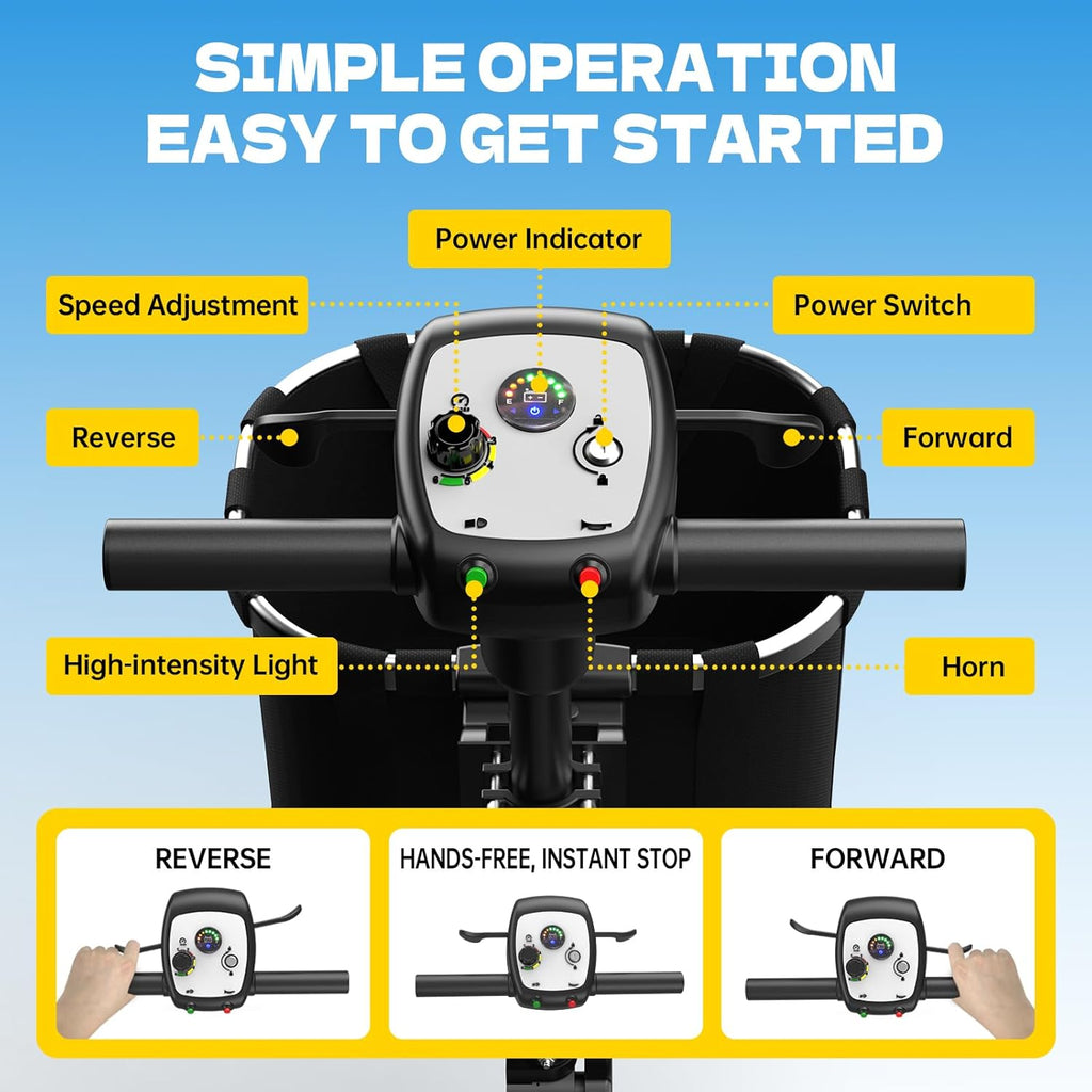Mobility Scooters for Seniors,49 Lbs Lightweight Mobility Scooter,Upgraded Removable Battery,Black